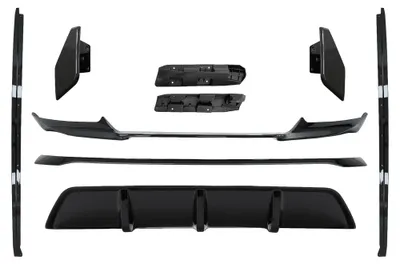 Immagine prodotto di Kit aerodinamico con spoiler anteriore e diffusore per BMW X6 F16 LCI 2015-2019 M Technik Sport, nero lucido.