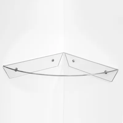 Produktbild von Viertelkreis Eckregal aus Acrylglas, Seitenlänge je 200mm - Zeigis® / Acrylregal / Wandboard / Wandkonsole / transparent / durchsichtig / Warenpräsentation / klar
