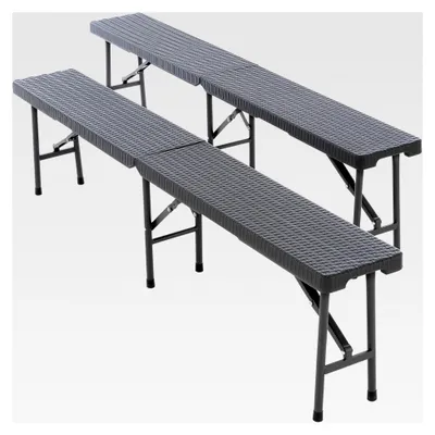 Produktbild von 2er Set Klappbare Bierbank für Garten und Party 180 x 25 x 41 cm anthrazit grau bis 200 kg für 4 Personen