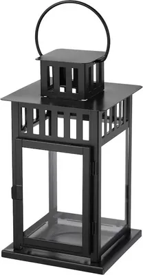 Produktbild von BORRBY Ikea Laterne für Blockkerze, drinnen/draußen schwarz, 28 cm
