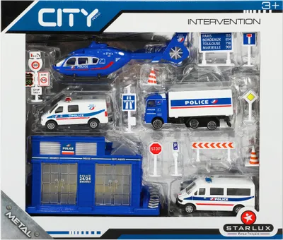 Produktbild von Polizeiauto Set Spielzeug aus Metall - 14-teilig