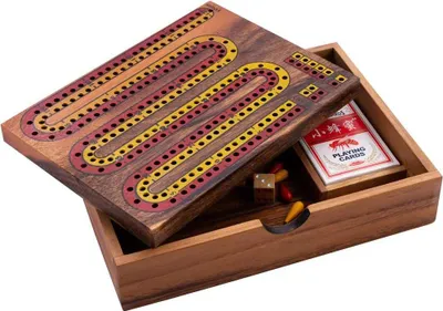 Produktbild von HOT Sports + Toys Holz Cribbage Spiel Reisespiel Akazie 22x17 cm