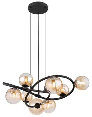 Produktbild von LED Hängeleuchte, schwarz Glas amber H 120 cm
