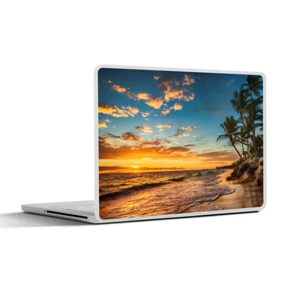 Produktbild von MuchoWow® Laptop Aufkleber Sticker Cover Strand - Sonnenuntergang - Meer - Palme 25x18 cm - Laptop-Deko