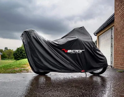 Produktbild von VECTOR H2O Abdeckplane Innen-/Außen für Motorrad/Scooter mit Topcase hohe Windschutzscheibe - Schwarz - M