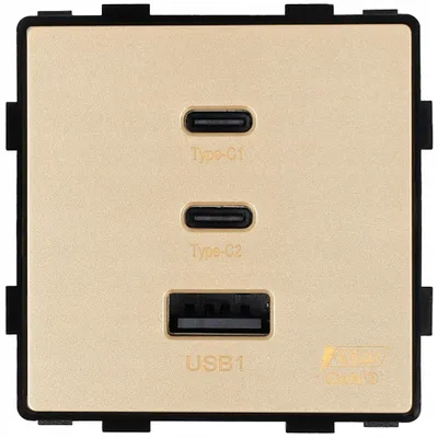 Zdjęcie produktu dla Moduł Gniazdo Potrójna Ładowarka USB 65W A+C+C Złota do Ramek Miuun
