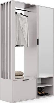 Produktbild von Idohome - Garderobenschrank Milo mit Spiegel, mit Ablagen und Kleiderstange, Farbe: Kaschmir