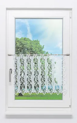 Produktbild von Scheibengardine Plauener Spitze - Loop (Bx H) 89,1cm * 47cm weiß/Weiß