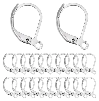 Produktbild von 20 Stück Ohrringhaken für Bastelarbeiten aus Edelstahl, 16 mm lang, zur Herstellung von Ohrringen