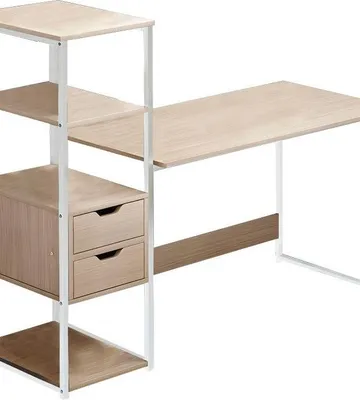 Image de Bureau avec étagère bois blanc 107x40x110 cm
