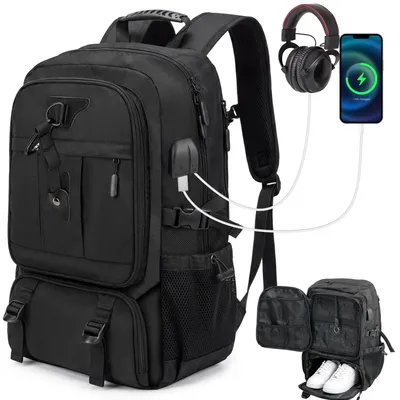 Produktbild von Reiserucksack, Rucksack, 60L Große Trekkingrucksack, Laptop Rucksack, Wasserdicht, mit USB-Anschluss, für Wandern Sport Arbeit Outdoor