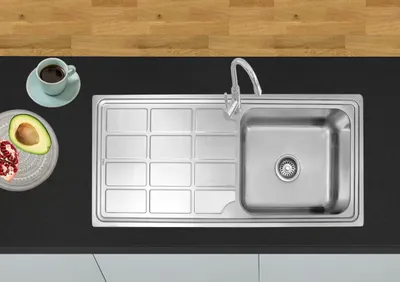 Obrázek produktu pro Preero- 100x46cm, kuchyňský dřez z nerezové oceli 304, tloušťka materiálu: 0,8 mm, velký dřez, vestavný dřez, čtvercový dřez, kempingový dřez, venkovní, 1 mísa.