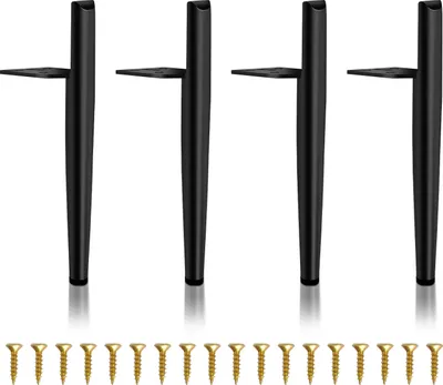 Image de Aopunly Set de 4 pieds de meuble Set de pieds de table Pieds de canapé Pieds de lit Pieds de canapé Pieds d'armoire Pieds de meuble en métal Noir 13cm