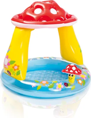 Produktbild von Intex Planschbecken Pilz für Baby's, 102 x 89 cm, Füllmenge: ca. 45 Liter, integriertes Sonnendach, mit integriertem Sonnendach, inkl. Reperaturflicken, Altersempfehlung 1-3 Jahre