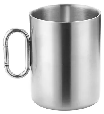 Produktbild von 200 ml/300 ml/400 ml Camping-Wasserbecher, Edelstahl-Kaffeetasse, Teetasse mit Karabinergriff