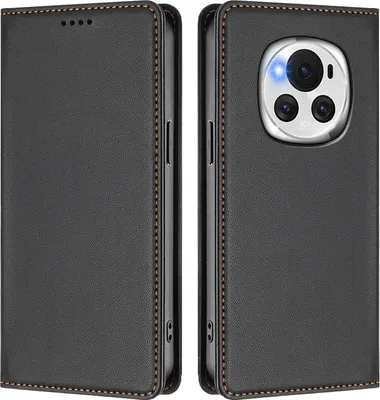Immagine prodotto di Custodia in pelle per Honor Magic6, custodia a libro magnetica in Finto cuoio con supporto, nera