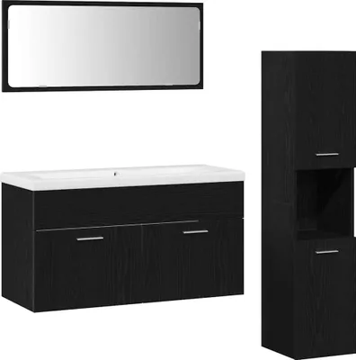 Immagine prodotto di Set di mobili per il bagno 4 pcs Rovere Nero Legno multistrato