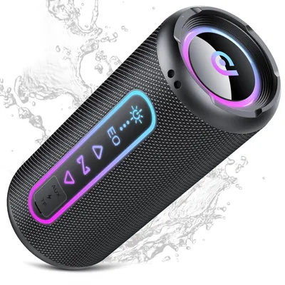 Obrázok produktu pre Prenosný Bluetooth reproduktor, 25 W – stereo s priestorovým zvukom – výdrž batérie 24 hodín – RGB podsvietenie