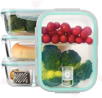 Immagine prodotto di Contenitori per alimenti in vetro Unyqoos® (set da 3 pezzi: 1 contenitore grande e 2 piccoli) – Realizzati in vetro borosilicato, con coperchi privi di BPA, adatti al microonde, al forno e al congelatore, lavabili in lavastoviglie, ermetici