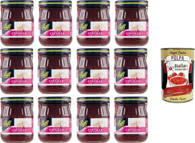 Produktbild von Biffi Salsa di Cipolle per formaggi Zwiebelsauce für Käse 12x100 gr+ Italian Gourmet polpa 400g