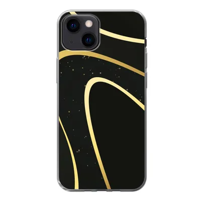 Produktbild von MuchoWow® Handyhülle Schutzhülle Hülle für iPhone 13 mini Goldene Wellen auf schwarzem Hintergrund Silikon Softcase Handy Hülle - Softcase