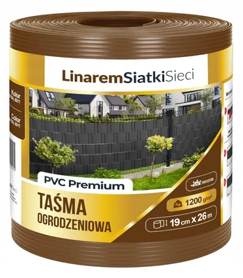 Zdjęcie produktu dla Taśma ogrodzeniowa Premium 1200g 19 cm x 26 m brązowa +UV Linarem SiatkiSieci