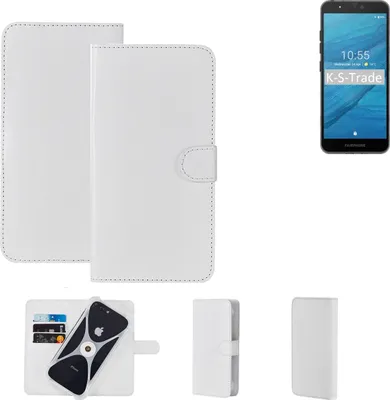 Produktbild von K-S-Trade Handy Hülle Schutz Hülle kompatibel mit Fairphone Fairphone 3 Cover Case Bookstyle Bumper weiß 1x