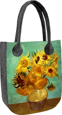 Produktbild von City Filztasche mit Sunflowers – Damen Handtasche aus umweltfreundlichem Filz, mit Reißverschluss, passend für A4, bis zu 10 kg Tragkraft, 42x35 cm