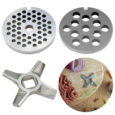 Obrázok produktu pre Sada perforovaných kotúčov pre mlynček na mäso Bosch 5 veľkostí / 4-8 mm a 1 nôž na mletie