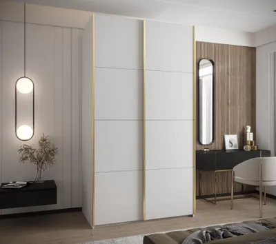 Produktbild von Zweitüriger Kleiderschrank SAMARA 1 - 130 cm, weiß/gold