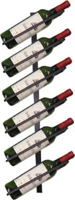 Produktbild von Weinregal für 6 Flaschen, Flaschenregal, Weinlagerung, Wandweinregal, Loft-Stil Hausbar, Metall, Schwarz Höhe 100 cm, Wandmontage, schräge Regale