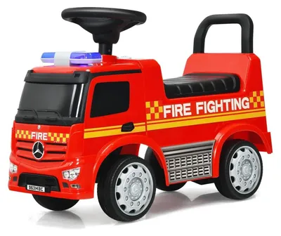 Immagine prodotto di Auto dei pompieri 2 in 1 per bambini - Auto a spinta/veicolo a spinta - Clacson e sirena elettronici - Vano portaoggetti sotto il sedile - 4 ruote - Rosso