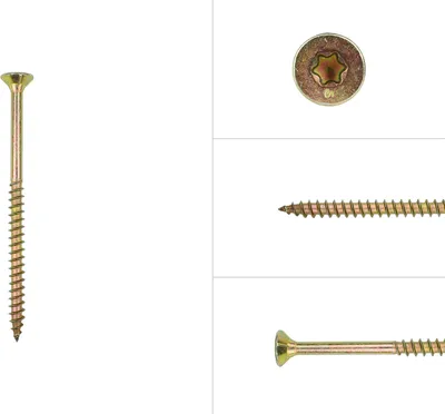 Immagine prodotto di Viti per pannelli truciolari zincate gialle 5 x 80 mm Torx 20 - 200 pezzi