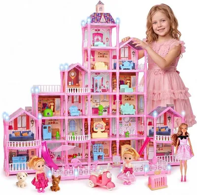 Imagen del producto de Juego de casa de muñecas para niñas, con 6 plantas, 23 habitaciones y 465 accesorios