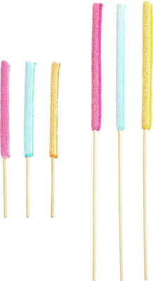 A set of cleaning brushes with microfiber heads in different colors.