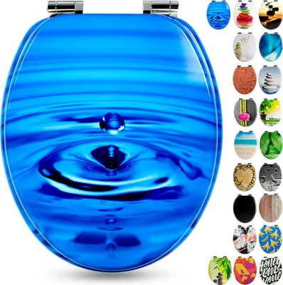 Produktbild von Sanfino® Premium WC Sitz "Waterdrop" hochwertiger Toilettendeckel mit Absenkautomatik aus Holz, einfache Montage