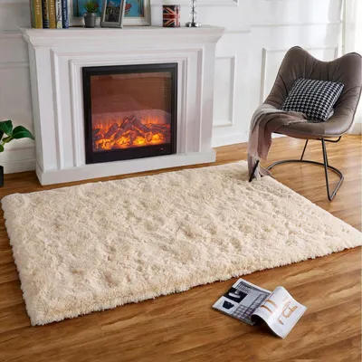 Obrázek produktu pro Koberec do ložnice, béžová barva, 80x120 cm, huňatý, obdélníkový