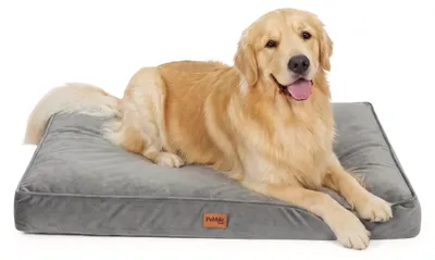 Produktbild von Pebble Hundekissen 102 x 69 cm – Benchmatte / Hundematte aus Samt, abnehmbarer Bezug, waschbar, Dunkelgrau (XL)