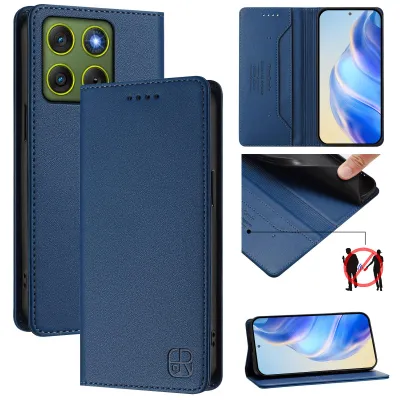 Produktbild von Lederhülle für Motorola Edge 70 Hülle Flip Brieftasche Kartenfächern Ständer Schutzhülle Blau