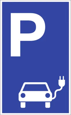 Produktbild von Dreifke® Parkplatzschild - Parkplatz für Elektrofahrzeuge, Alu, blau, 250x400 mm
