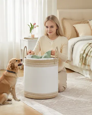 Produktbild von SONGMICS Wäschekorb, 60 L Wäschesammler, Aufbewahrungskorb mit Deckel