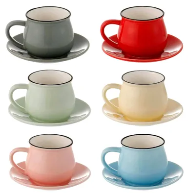 Produktbild von Espressotassen mit Untertasse, Porzellan, 105 ml, 6 Stück