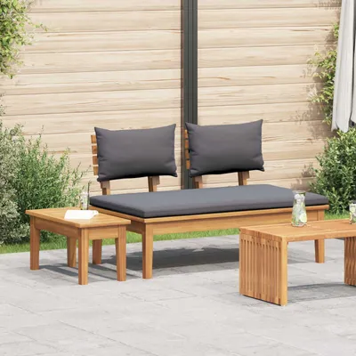 Image de vidaXL : Ensemble de banc et table de jardin, 2 pièces, gris et marron, en bois massif teck