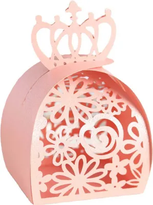 Image de 50pcs Laser Cut Crown Motif Boîtes Favor Hollow Out Candy Choclate Boîte Cadeau Pour Mariage Anniversaire Fête