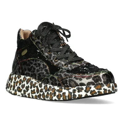 Produktbild von LAURA VITA Sneaker Nikito 34 schwarz silber Leoleder-Paillettenmix mit bedrucktem Leoplateau bequeme Weite G Grösse 39 EU herausnehmbare Ledersohle