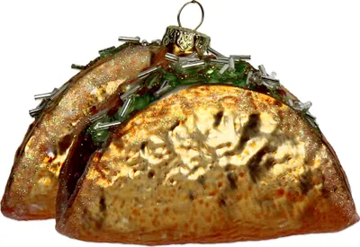 Produktbild von Christbaumschmuck 10cm Glas Taco Figur Hellbraun