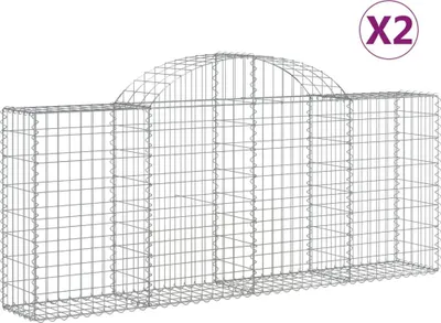 Obrázek produktu pro vidaXL Gabiony s vysokým obloukem 2 ks 200x30x80/100 cm Pozinkované železo