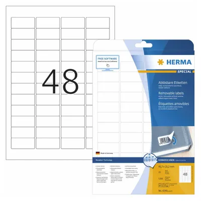 Produktbild von Etiketten A4 weiß 45,7x21,2 mm Movables/ablösbar Papier matt 1200 St.