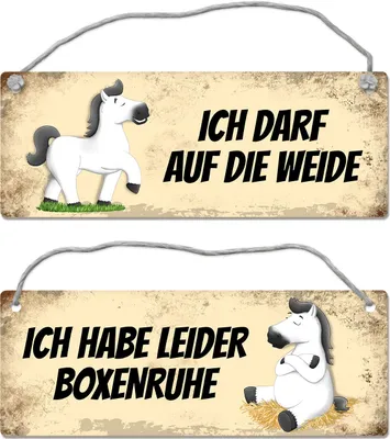 Produktbild von Weißes Pferd hat Boxenruhe / darf auf die Weide Wendeschild mit Kordel Schild