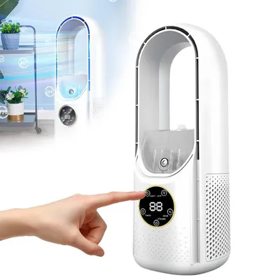 Productafbeelding van Ventilator: Stille, bladventilatorkachel met luchtzuiveringsfunctie, 6 snelheden, LED-display, verkoelende ventilator voor kantoor, thuis en slaapkamer